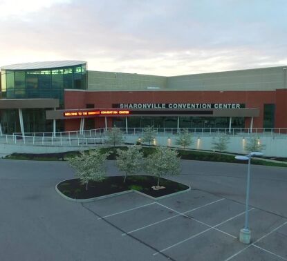 Sharonville Convention Center building front and parking lot